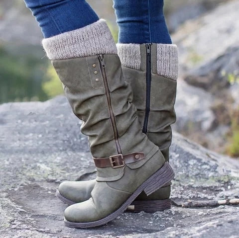 Women's side zipper boots