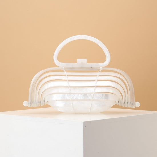 Acrylic bamboo basket hollow handbag foldable shell bag