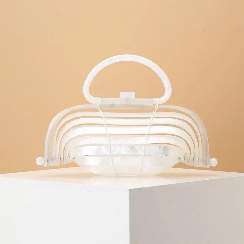 Acrylic bamboo basket hollow handbag foldable shell bag - DanaFashionstore