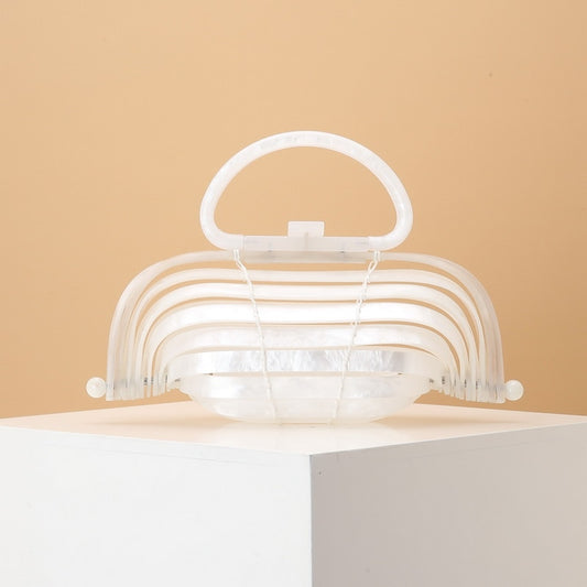 Acrylic bamboo basket hollow handbag foldable shell bag
