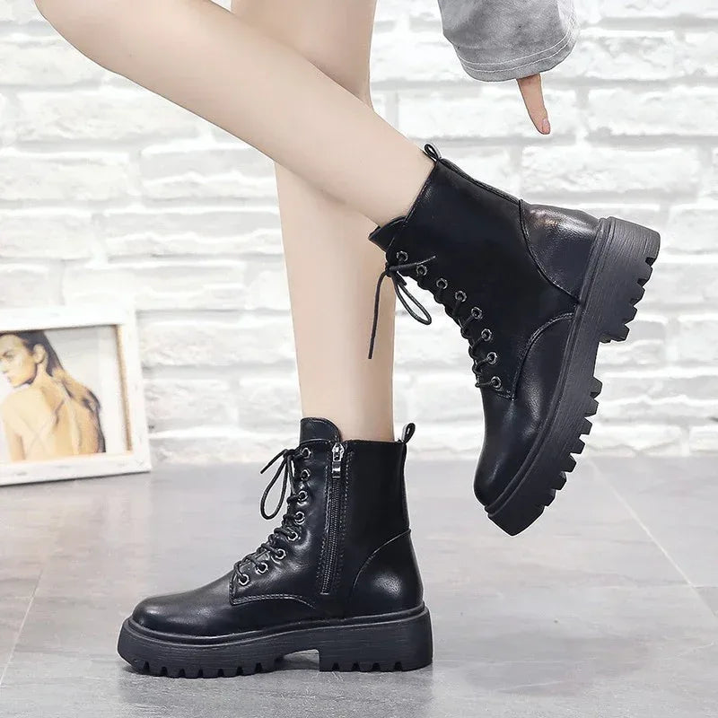 British Pure Color Ladies Waterproof Martin Boots - DanaFashionstore
