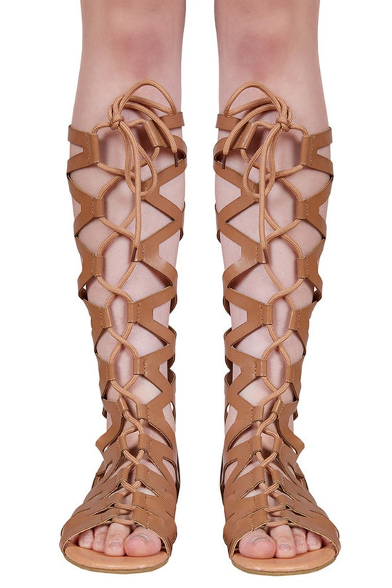 Rome size code cool boots flat cross straps boots high tube hollow strap