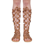 Rome size code cool boots flat cross straps boots high tube hollow strap - DanaFashionstore