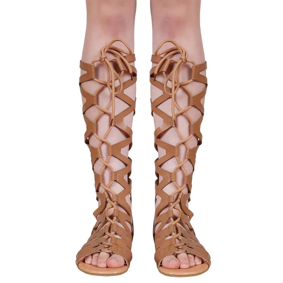 Rome size code cool boots flat cross straps boots high tube hollow strap - DanaFashionstore