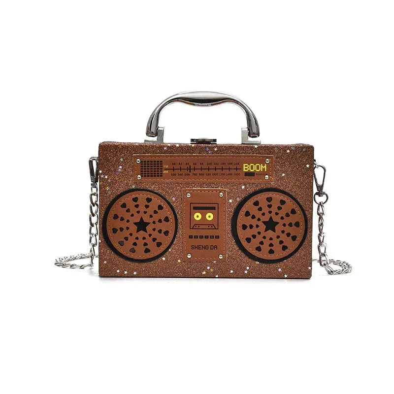 Sequins box bag radio handbag bright surface Harajuku wind Messenger bag - DanaFashionstore