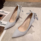 Women's Sequin Stiletto High Heels With Pointed Bow - DanaFashionstore