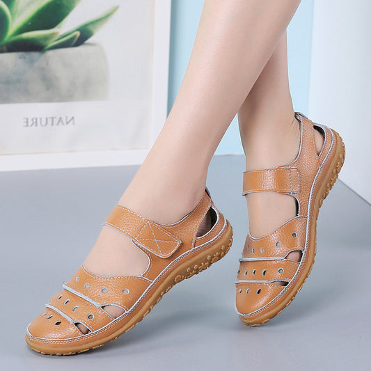 Hollow hole shoes leather mom shoes