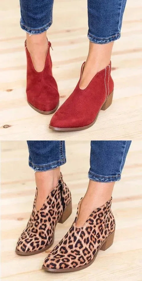 Leopard boots women's personality tassel leather boots new square with WISH booties - DanaFashionstore