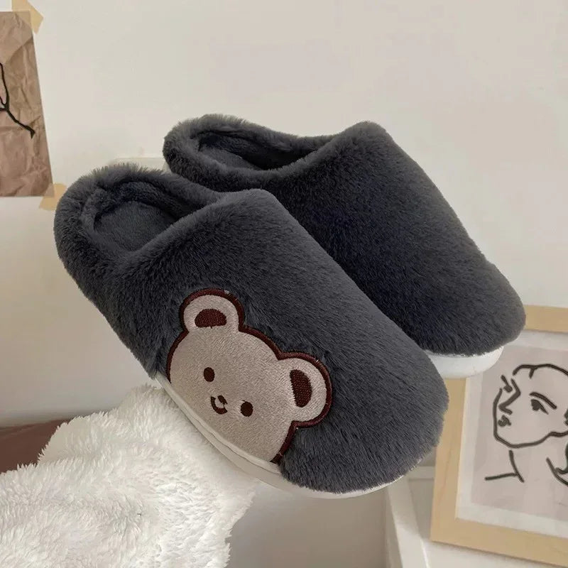 Women's Cute Home Plush Soft Soled Bear Warm Cotton Slippers - DanaFashionstore