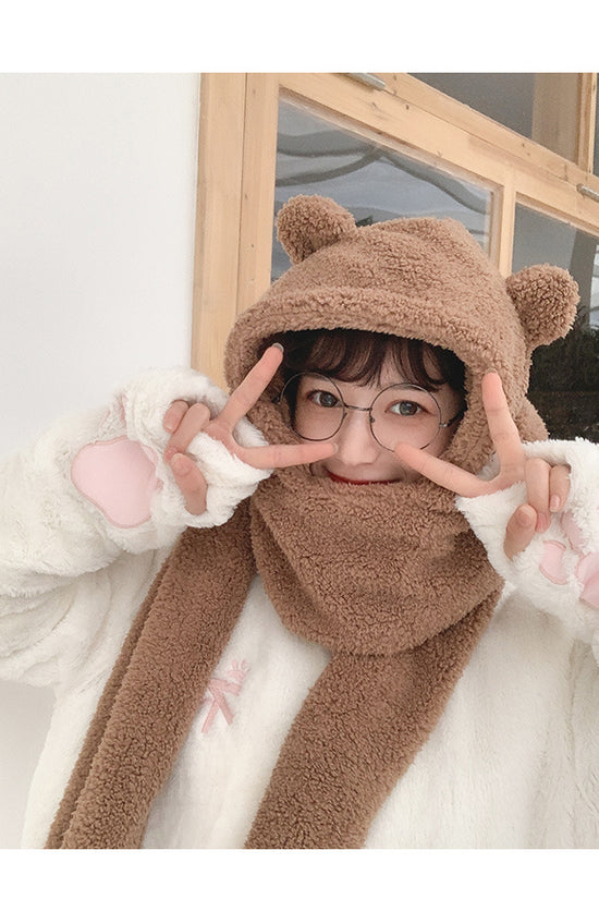 Bear ears scarf hat