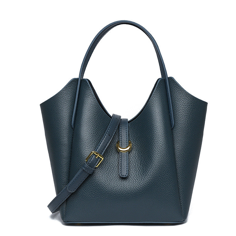 Genuine Leather Women's Large Capacity Hand Holding Bucket Bag - Dana Fashion