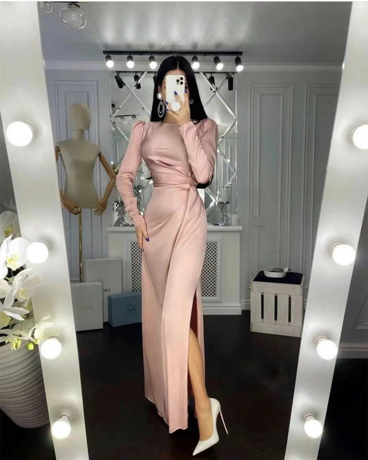 Elegant Waist-Fitting Irregular Hem Dress - Asymmetric Party Dress