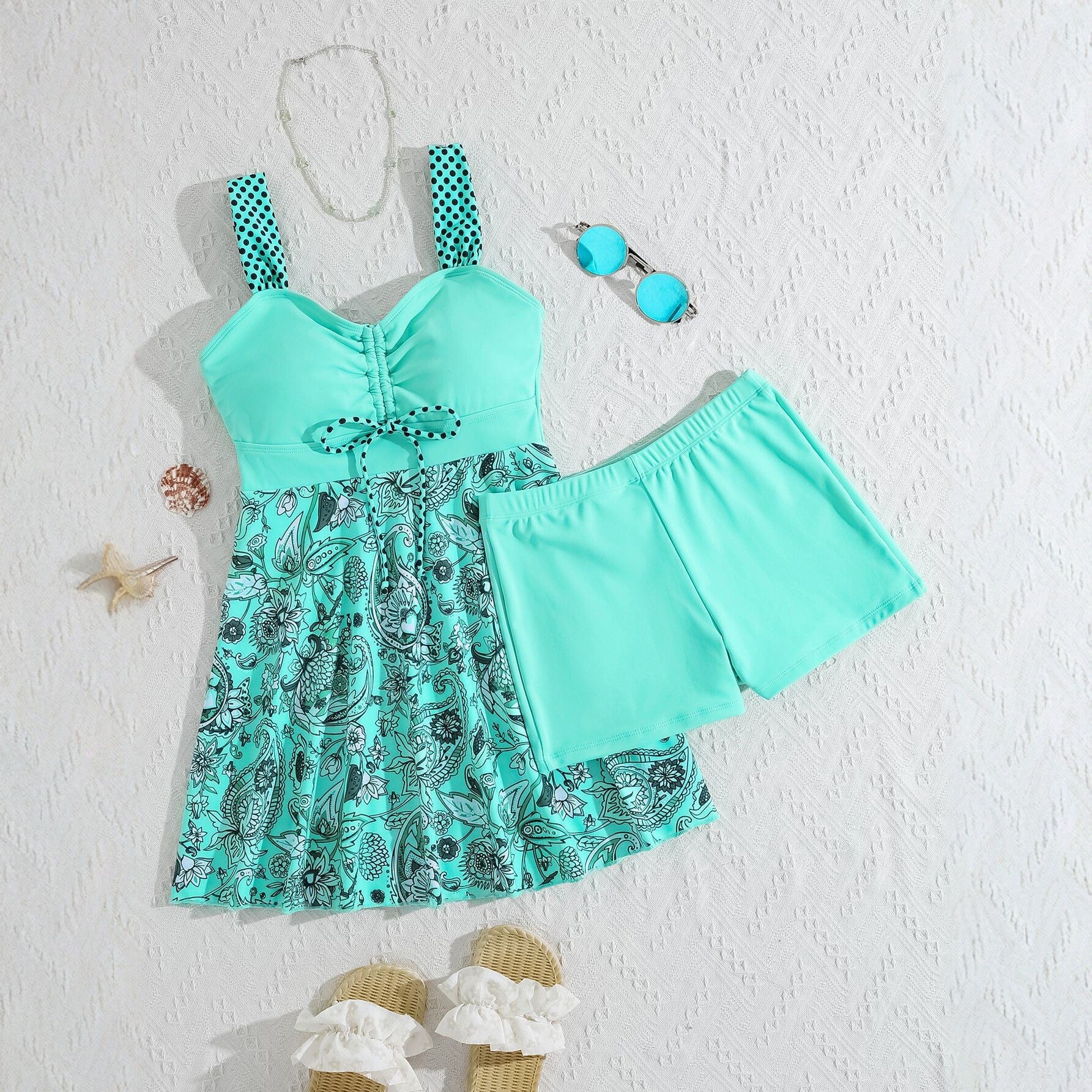 European And American-style Printed Dress-style Swimsuit For Women