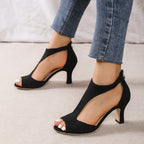 Women's Zippered High Heeled Fish Beak Sandals - DanaFashionstore