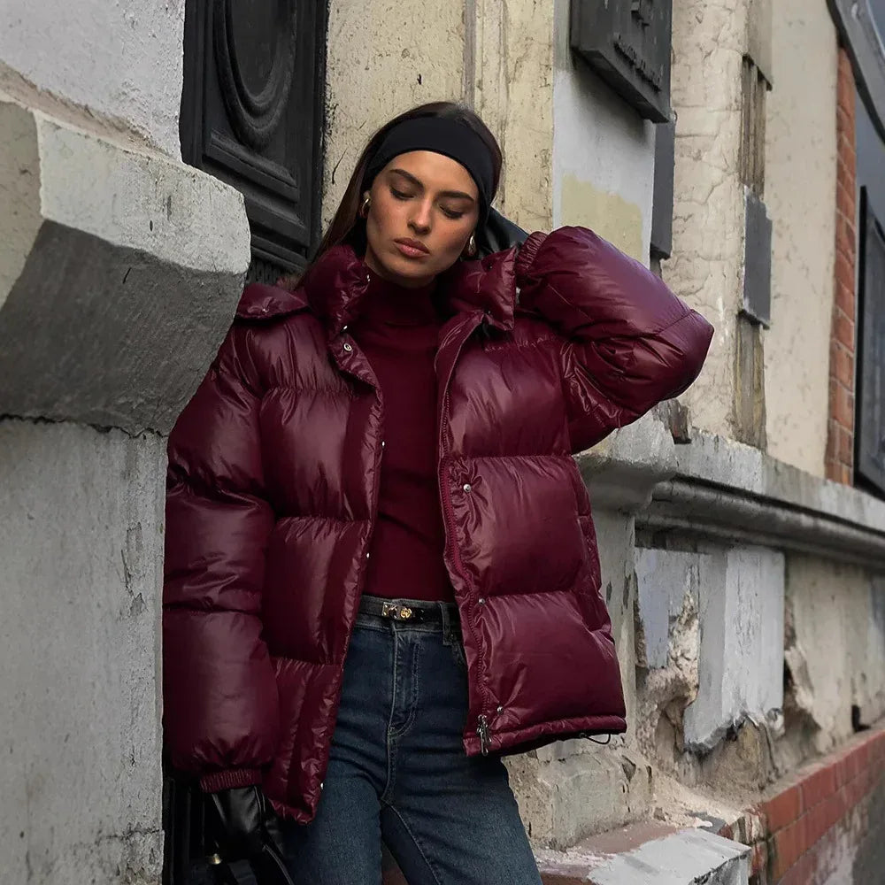 Women's Graceful Stand Collar Hooded Cotton Jacket 2026 - Winter Coat - DanaFashionstore