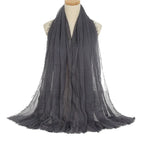 Pleated Viscose Yarn Monochrome Scarf Natural Wrinkled Cotton And Linen Burrs - DanaFashionstore