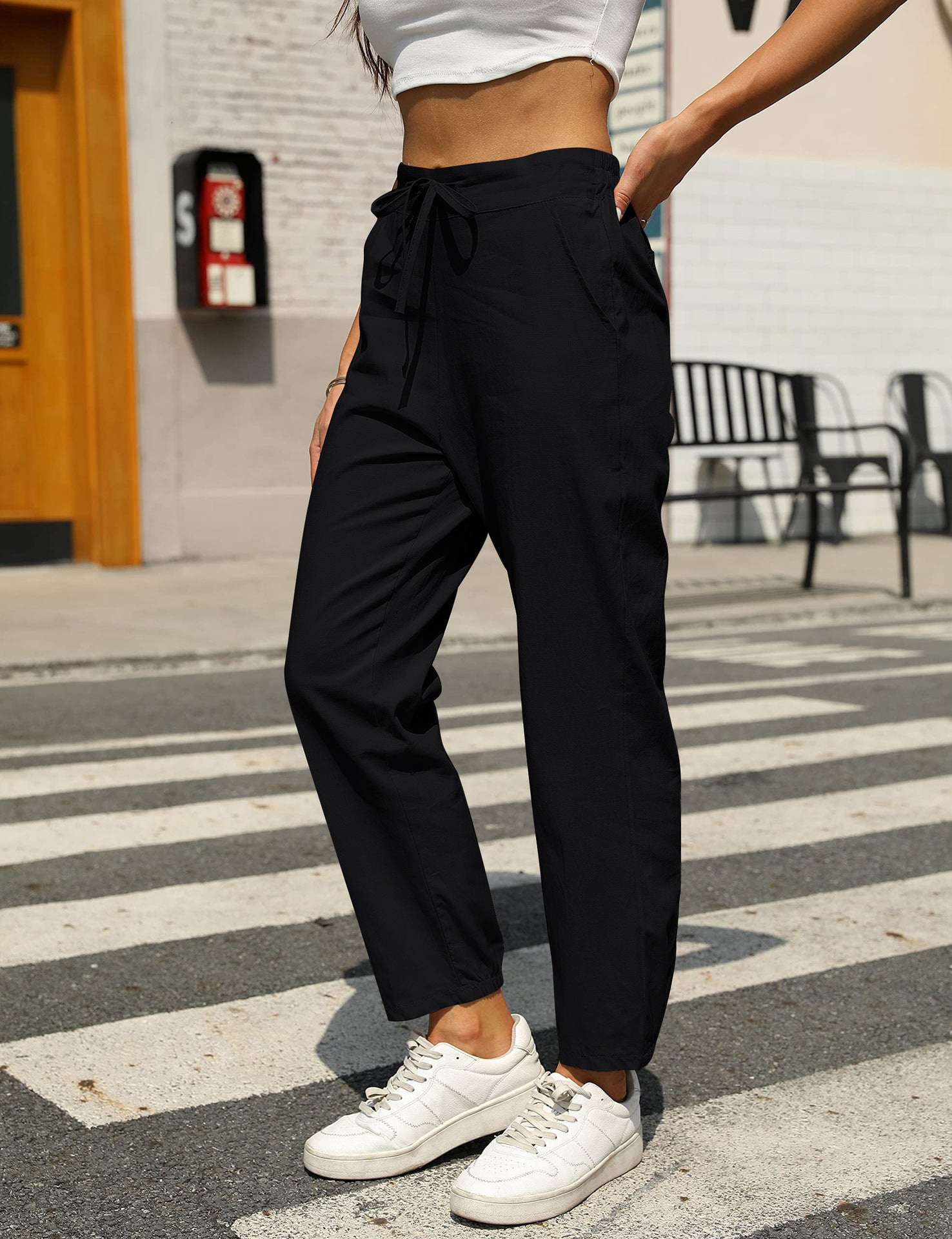 New Casual Linen Drawstring Pants For Women - Comfortable & Stylish - Dana Fashion