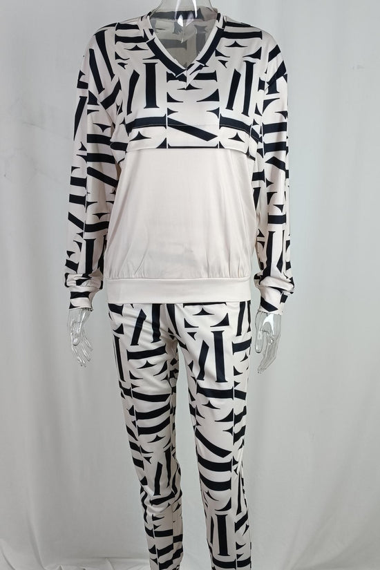 Women's Printed Long Sleeve Street Slim Fit Fashion Casual Suit