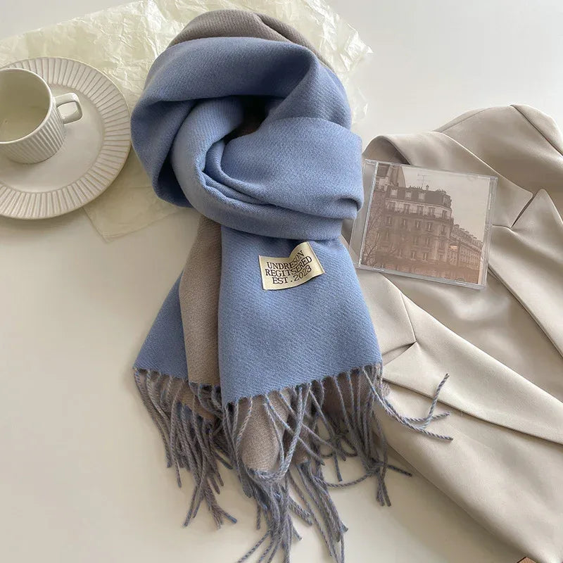 Double-sided Artificial Cashmere Scarf Women's Winter Warm Couple - DanaFashionstore