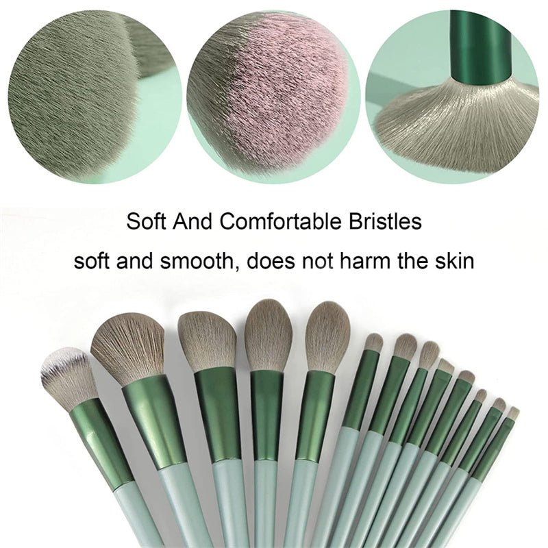 13Pcs Makeup Brush Set Make Up Concealer Brush Blush Powder Brush Eye Shadow Highlighter Foundation Brush Cosmetic Beauty Tools $26.81 Dana Fashion Appearance Color: 13 Green Boxed makeup ملخص: -- مجموعة من 13 قطعة من فرش المكياج، بما في ذلك فرشاة الأساس،