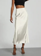 Women's Slim Fit Satin Skirt Fashion Chic Solid Long Skirt - DanaFashionstore