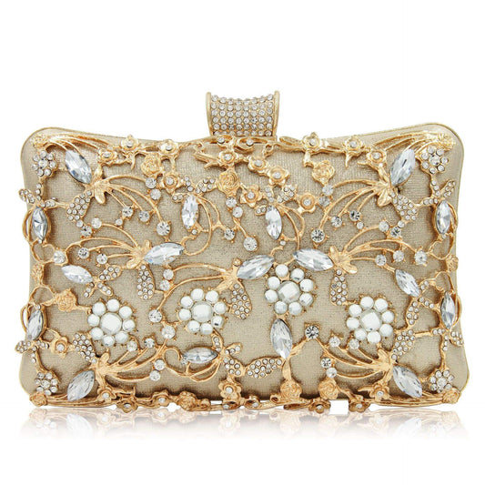 Hollow diamond cheongsam bag rhinestone bag clutch shoulder - Dana Fashion