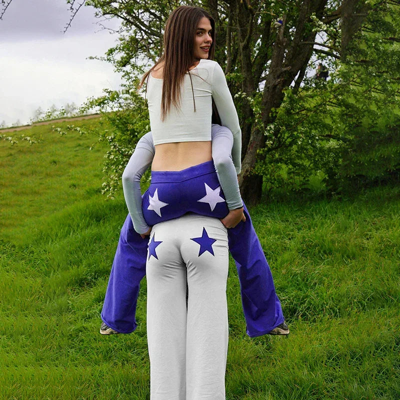 European And American Contrast Color High Elastic Sports Embroidery XINGX Printed Straight Casual Pants For Women - DanaFashionstore