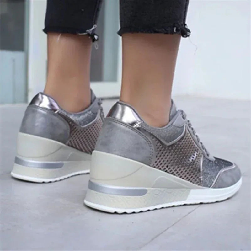 Lacing Sneakers With Platform Heels For Women - DanaFashionstore