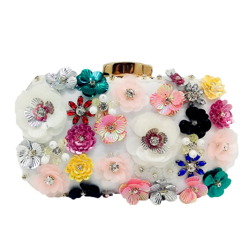 Flower Beaded Banquet Bag Party Clutch - Dana Fashion