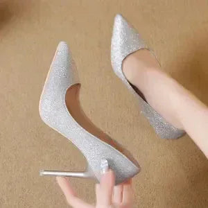 Silver Heels For Women And Black Sexy Everything French Mesh Red Sequins - DanaFashionstore