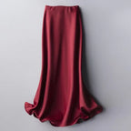 High waist solid color satin skirt - DanaFashionstore
