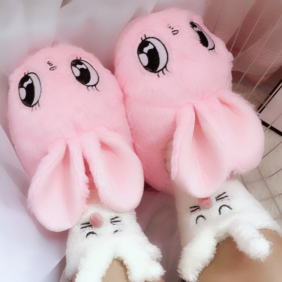 Cute Plush Big Eyes Rabbit Warm Cotton Shoes