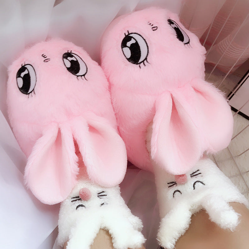 Cute Plush Big Eyes Rabbit Warm Cotton Shoes