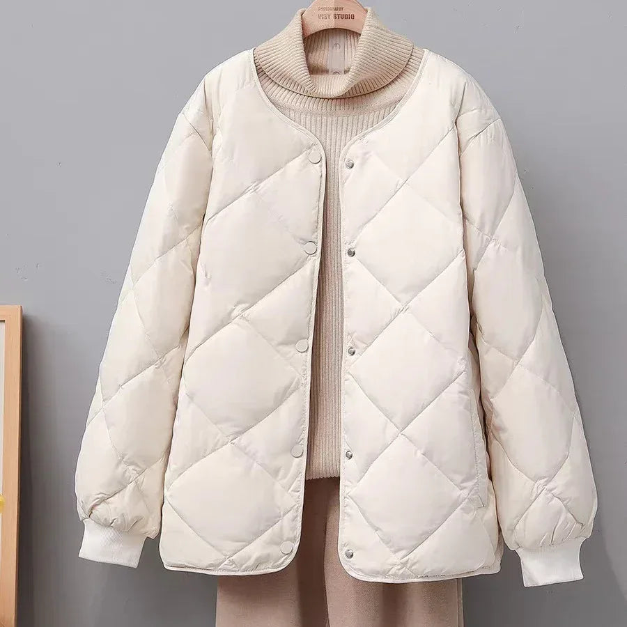 Rhombus Down Jacket Women's Short Coat - DanaFashionstore
