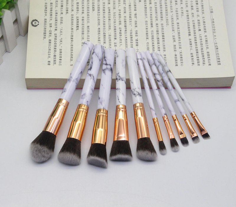 15 Marbled Design Makeup Brushes Set $17.52 Dana Fashion Color: White quantity: Q10pcs makeup Overview: 1. This set includes3 unique brushes to help create an array of different looks. 2. Different shapes and sizes of the bristles allow you to create a va
