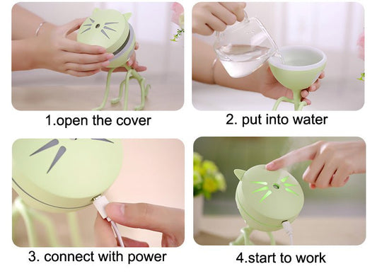 150ML Cat Ultrasonic Humidifier Aromatherapy Diffusers USB Car Air Freshener Home Mini Air Water Air Purifier Led Bulb Diffuser $34.99 Dana Fashion Color: Black Beauty Tools Information: (1). size: 157*90*175(mm) (2). color: black,white, blue (3). capacit