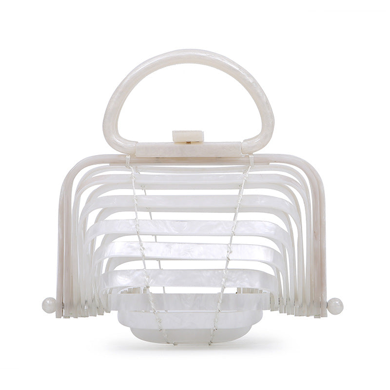 Acrylic bamboo basket hollow handbag foldable shell bag