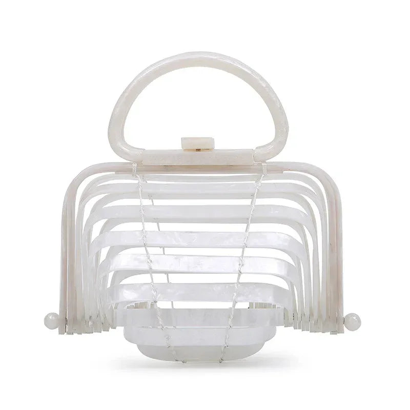 Acrylic bamboo basket hollow handbag foldable shell bag - DanaFashionstore