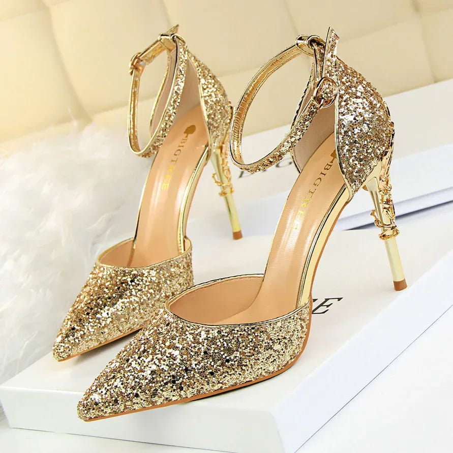 High metallic and sequined heels - DanaFashionstore