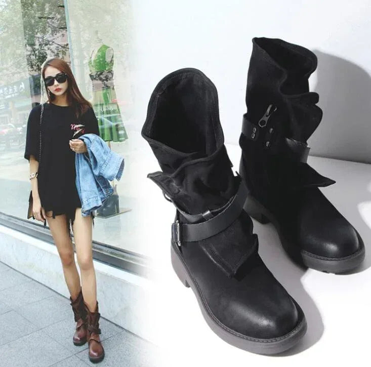 Round toe buckle with square heel - DanaFashionstore