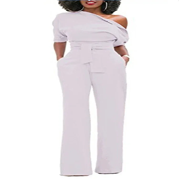 Off-Shoulder Buttoned Wide-Leg Pants 2026 - Casual Jumpsuit - DanaFashionstore