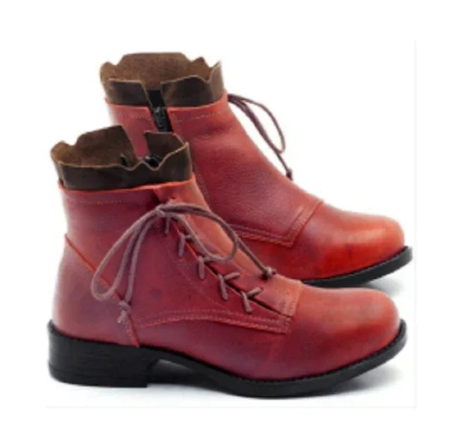 Lace low heel boots lace up Martin boots - DanaFashionstore