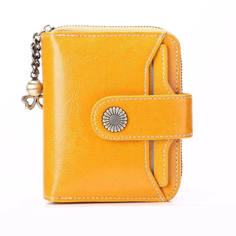 Oil Wax Genuine Leather Lady's Wallet European And American Style - DanaFashionstore