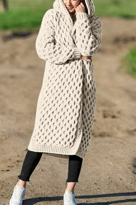Women Winter Thick Warm Hooded Knitted Cardigan