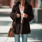 Lapel Fluffy Faux Fur Jacket 2026 - Long Sleeve Furry Overcoat - DanaFashionstore