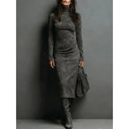 Turtleneck Long-sleeved Dress Fashion Sexy Slim-fitting Bodycon Long Dresses Women's Clothing - DanaFashionstore