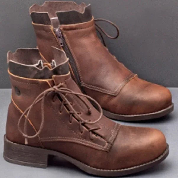 Lace low heel boots lace up Martin boots - DanaFashionstore