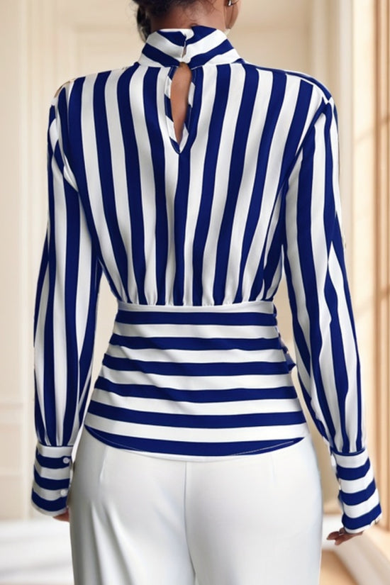 Ladies' Striped Long-sleeved Top