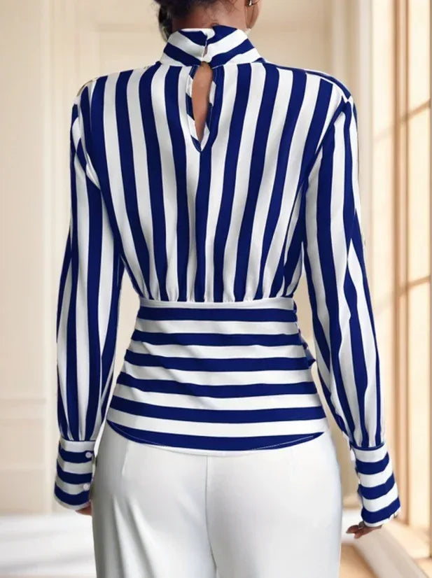 Ladies' Striped Long-sleeved Top - DanaFashionstore