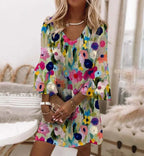 3D Digital Printed V-neck Sleeveless Dress